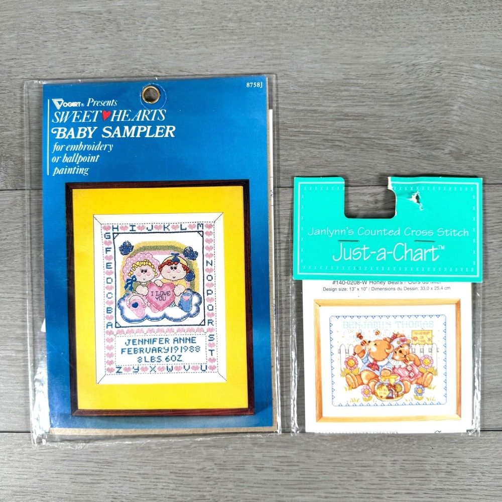 Vogart Janlynn Baby Birth Announcement Sampler Kits Lot Bears Hearts Vintage USA